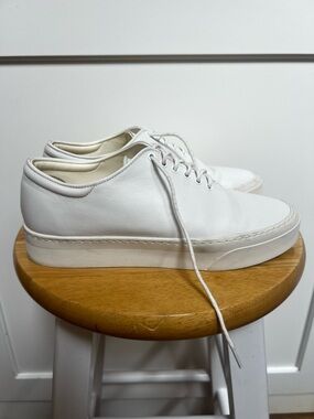 The Row White Leather Low-Top Sneakers